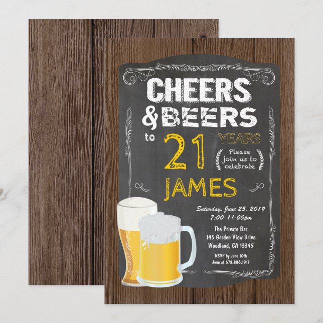 21:a årsdagen, Skål för 21 år öl party Inbjudningar (Fram/baksida)