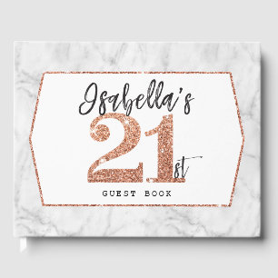 21:a BIRTHDAY glam luxe koppar glitter ISABELLA Gästböcker