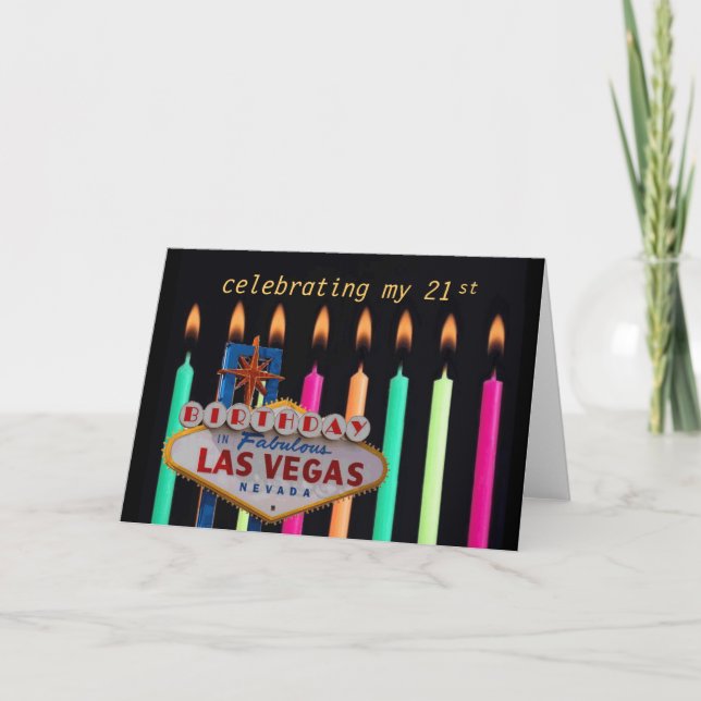 21:a BIRTHDAY i Las Vegas Card Kort (Framsida)