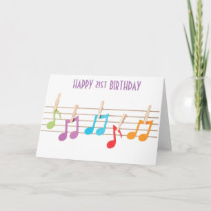 **21:a BIRTHDAY** MUSIK NOTER BIRTHDAY ÖNSKEMÅL Kort
