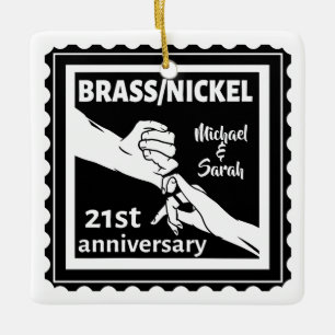 21:a bröllop-årsdagen av Brass-nickel Julgransprydnad Keramik