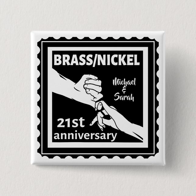 21:a bröllop-årsdagen av Brass-nickel Knapp (Framsida)