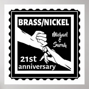 21:a bröllop-årsdagen av Brass-nickel Poster