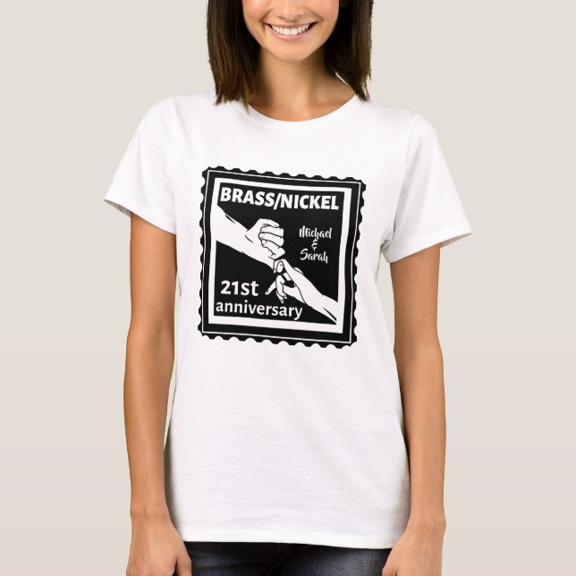 21:a bröllop-årsdagen av Brass-nickel T Shirt (Framsida)