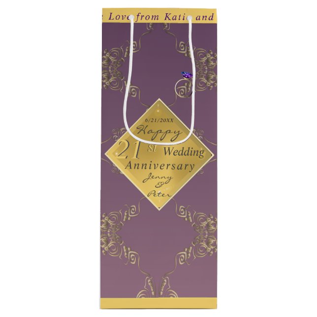 21:a Bröllop-årsdagen Brass & Iolite Gift Bag (Framsidan)