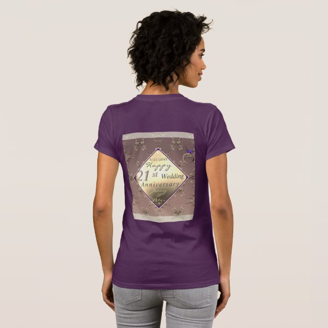 21:a Bröllop-årsdagen Brass och Iolit T Shirt (Hel baksida)