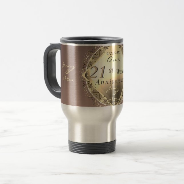 21:a Bröllop-årsdagen Iolite & Brass Mugg (Framsida vänster)
