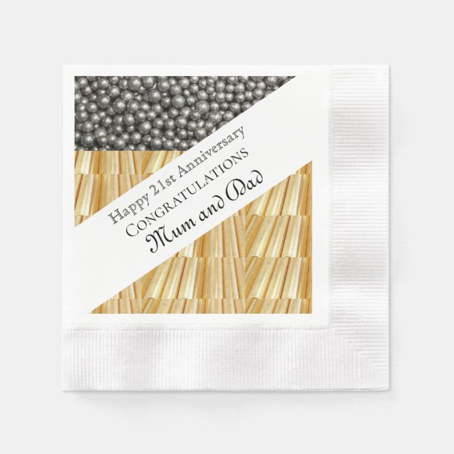 21:a Bröllop-årsdagen Pappersservett (Framsidan)