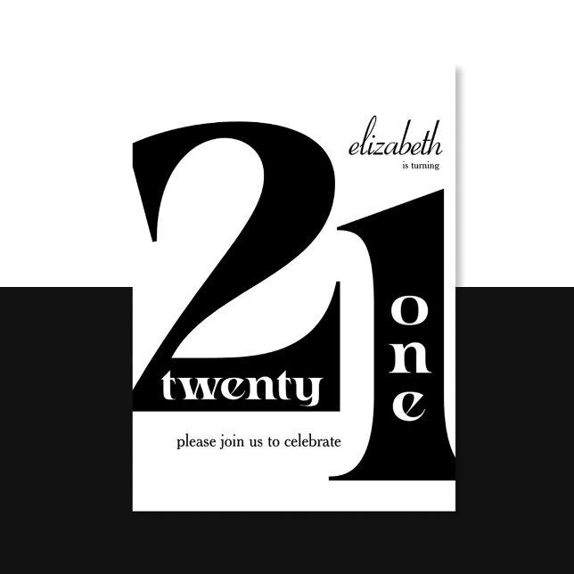 21:a Eleganten Typografi Födelsedagsfest Inbjudningar (Skapare uppladdad)