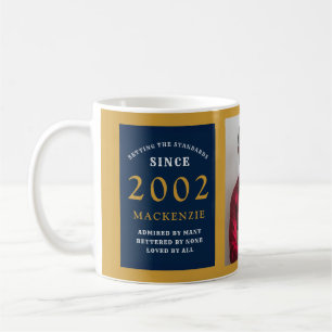 21:a födelsedag 2002 Blåfoto Guld Lägg till Namn Kaffemugg