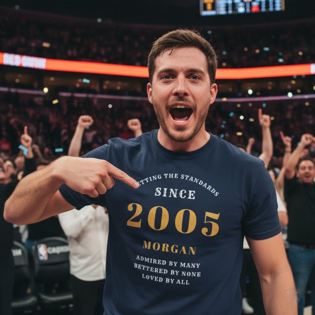 21:a födelsedag 2005 Personlig Anpassat namn blått T Shirt (21st birthday tshirt worn in a stadium.)