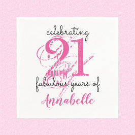 21:a födelsedag 21 fantastiska år rosa Pappra blöj Pappersservett