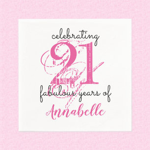 21:a födelsedag 21 fantastiska år rosa Pappra blöj Pappersservett