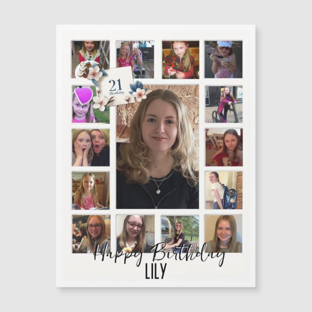 21:a födelsedag Almond blommar blue-kräm (Framsida)