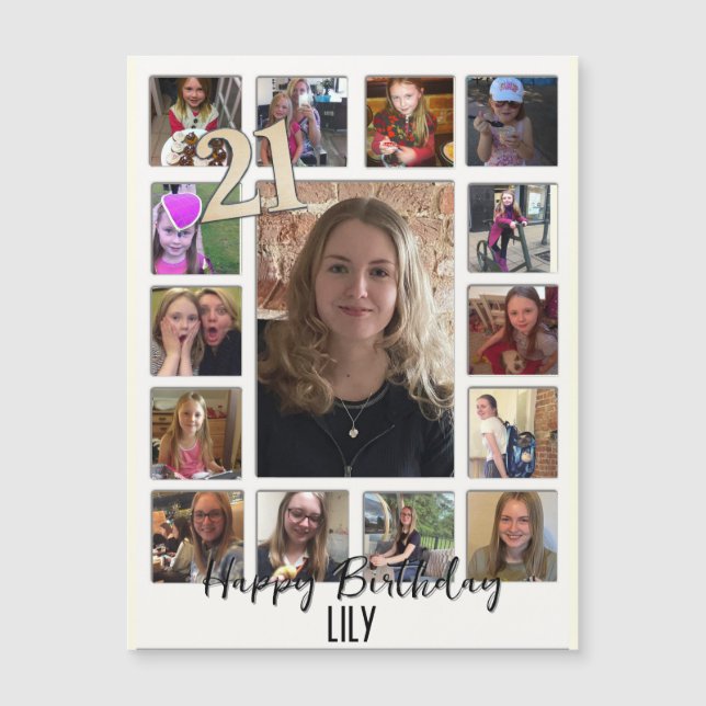 21:a födelsedag Almond blommar blue-kräm (Framsida)