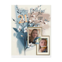 21:a födelsedag Almond blommar blue-kräm