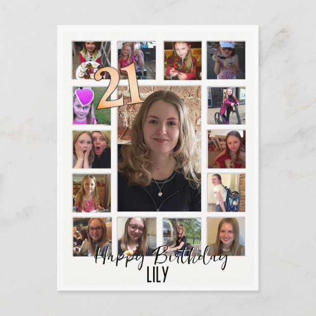 21:a födelsedag Almond blommar blue-kräm Inbjudan Vykort (Framsida)