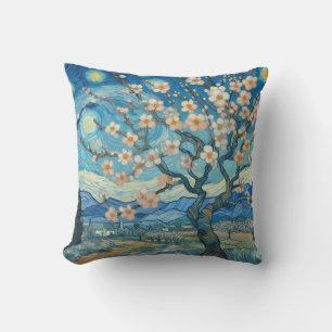 21:a födelsedag Almond blommar blue-kräm Kudde