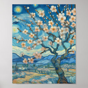 21:a födelsedag Almond blommar blue-kräm Poster