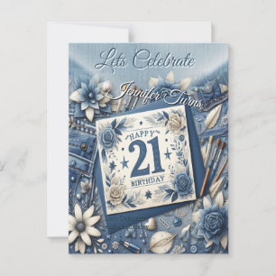 21:a födelsedag Almond blommar blue-kräm Vykort