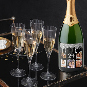 21:a födelsedag anpassningsbar foto glitter svart 