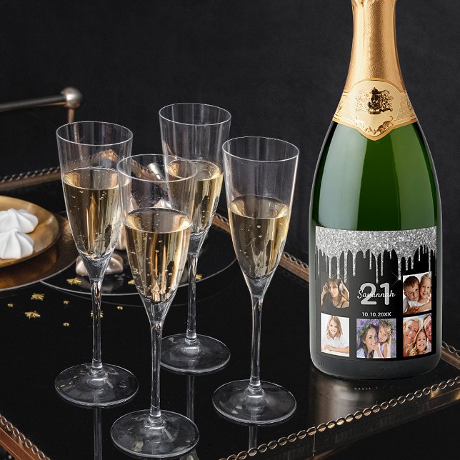 21:a födelsedag anpassningsbar foto glitter svart  (Skapare uppladdad)