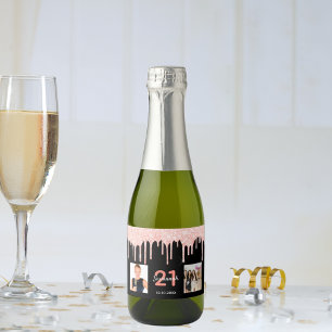 21:a födelsedag anpassningsbar foto glitter svart 