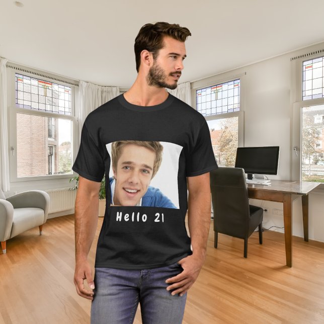 21:a födelsedag anpassningsbar foto hej 21 killar  t shirt (Skapare uppladdad)