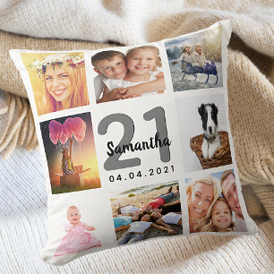 21:a födelsedag anpassningsbar fotokollage Flickvi Kudde