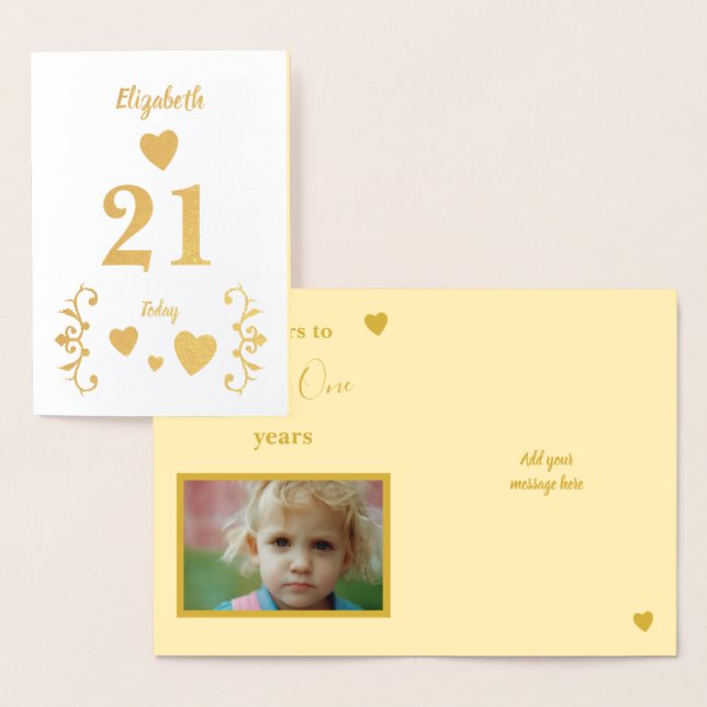 21:a födelsedag bjuder till 21 års foto folierat kort (Display)
