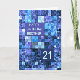 21:a födelsedag, blå fyrkanter, kort