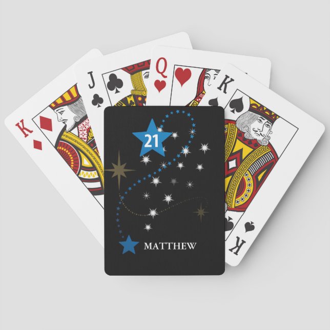 21:a födelsedag, blå och svart Personlig Casinokort (Baksidan)