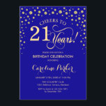 21:a födelsedag - Blått Guld-Royal Inbjudningar<br><div class="desc">21:a födelsedagsbjudan. Elegantens utformning med faux glitter guld och royal blue. Skål till 21 år! Berätta om du behöver anpassa dig ytterligare.</div>
