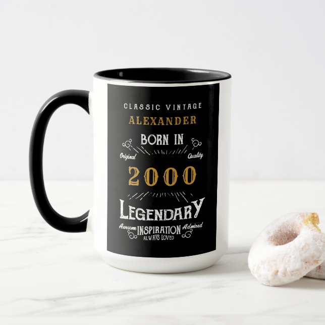 21:a födelsedag Born 2000 Legend Personlig Mugg (Med munk)