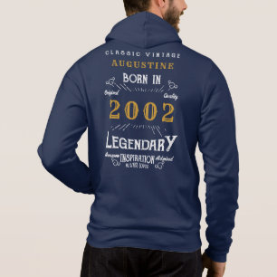 21:a födelsedag Born 2002 Blått Guld Retro Legend T Shirt