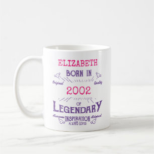 21:a födelsedag Born 2002 Lila av Rosa Kaffemugg