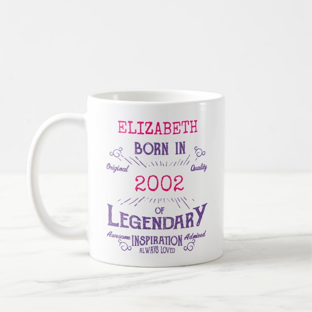 21:a födelsedag Born 2002 Lila av Rosa Kaffemugg (Vänster)
