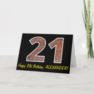 21:a födelsedag - Brick Wall Mönster "21" w/ Namn Kort