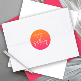 21:a födelsedag Bright Shock rosa och Orange Ombre Runt Klistermärke