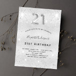 21:a födelsedag Dammglam från silver metall glitte Inbjudan Vykort<br><div class="desc">En modern, snyggt och glamorös inbjudan till 21-årsdagen party. En faux silver-tittar bakgrund, dekorerad med glitter-damm. Anpassa och lägg till ditt namn och information om party. Nummer 21 skrivs med ett stil-skript med ballong. Bakåt: silver, vykortsdesign. Tips! Om du inte vill att det ska se ut som ett vykort klickar...</div>