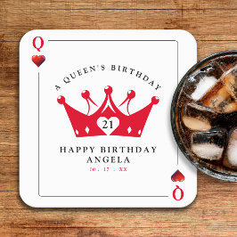 21:a födelsedag drottning av Hearts Casino Poker C Underlägg Papper Kvadrat