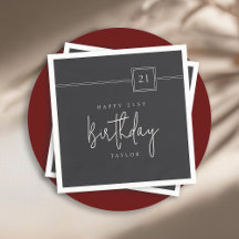 21:a födelsedag enkel minimal, platt svart