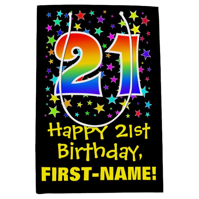 21:a födelsedag: Färga stjärnor Mönster och regnbå (Framsidan)