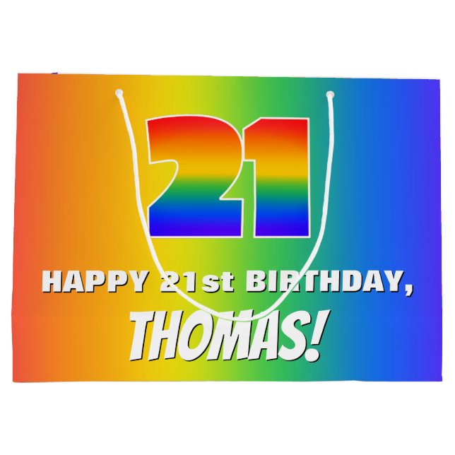 21:a födelsedag: färgfull, Roligt Rainbow Mönster  (Baksidan)