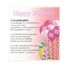 21:a födelsedag, farmaceutisk Dikt Anteckningsblock