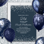 21:a födelsedag för marinblå Silver Diamond Glitte Inbjudningar<br><div class="desc">Elegant och chic: 21:a födelsedag för kvinnor med mousserande glitter och vit kalligrafi/manustext. Text och typsnitt är helt och hållet anpassade på den här inbjudan så du kan ändra den till att fungera i vilken ålder som helst. Kontakta oss om du behöver hjälp med dina anpassningar eller om du vill...</div>