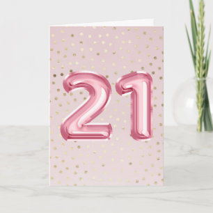 21:a födelsedag för rosa i firande guld kort