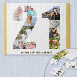 21:a födelsedag Fotokollage Neutralt nummer 21 Pussel<br><div class="desc">Skapa ett eget fotopussel för en unik 21-dagarspresent. Med 10 anpassningsbars foton har fotopusslet en muterad gult gräns. Det kan vara ytterligare personlig med ett budskap från namn och/eller kort, som är skrivet i modern brons typografi. Numret 21-fotokollage har en mängd olika landskaps-, kvadratisk- och porträtt-foton, vilket ge dig mycket...</div>