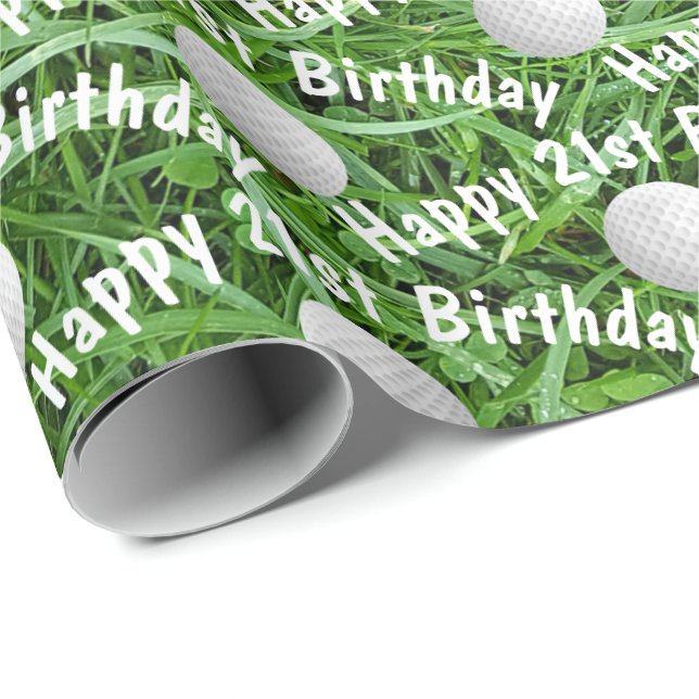 21:a födelsedag Golf Bollar på Pappra för grensinl Presentpapper (Rullad Hörn)