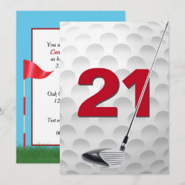 21:a födelsedag Golf-Temapartyet Inbjudningar